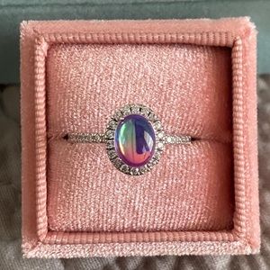 NWOT polished watermelon ombré quartz ring SIZE 10
